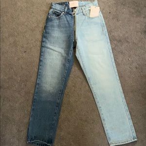 Revice two - tone zip up denim